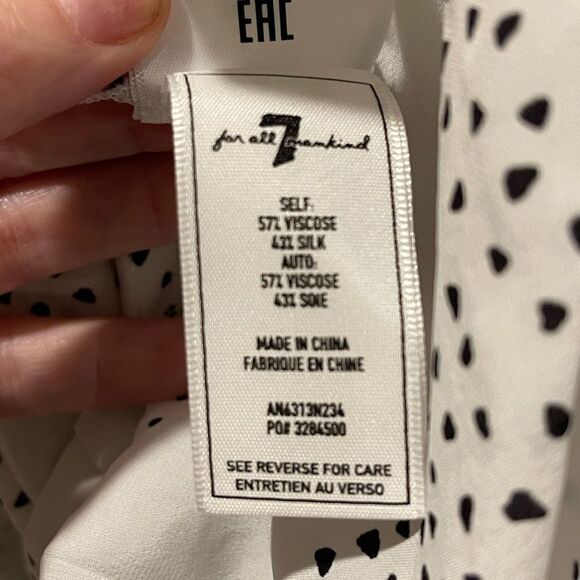 NWT Seven For All Mankind Pleated skirt White with black spot small retail $345 - Picture 8 of 13